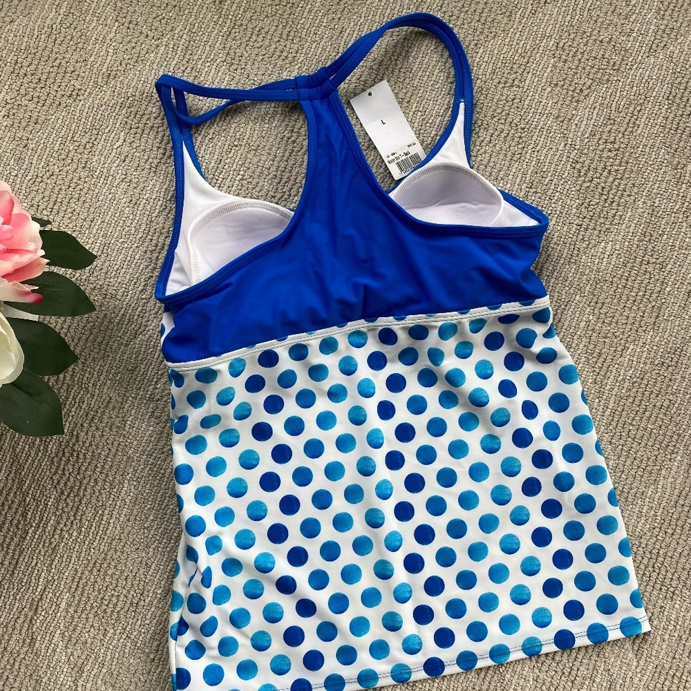 NWT Lime Ricki Water Dot T-Back Tankini - Picture 2 of 3